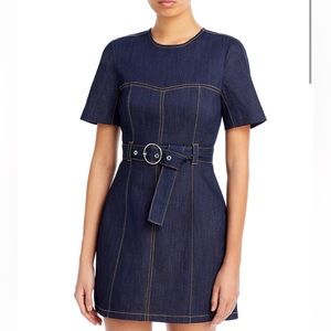 CINQ A SEPT denim belted mini dress. Size zero.